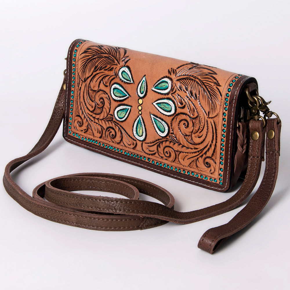 American Darling Organiser Hair-On Hand Tooled Genuine Leather Women Bag Western Handbag Purse