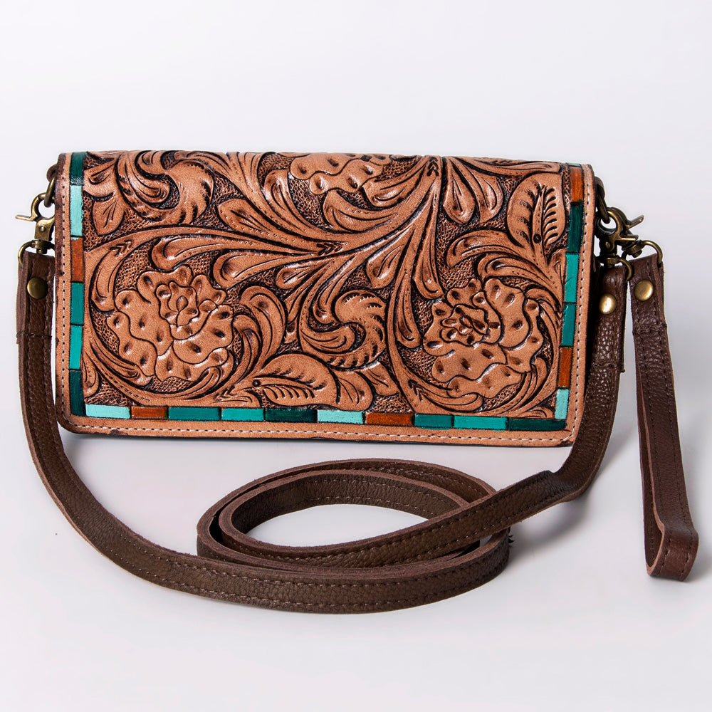 American Darling Organiser Hair-On Hand Tooled Genuine Leather Women Bag Western Handbag Purse