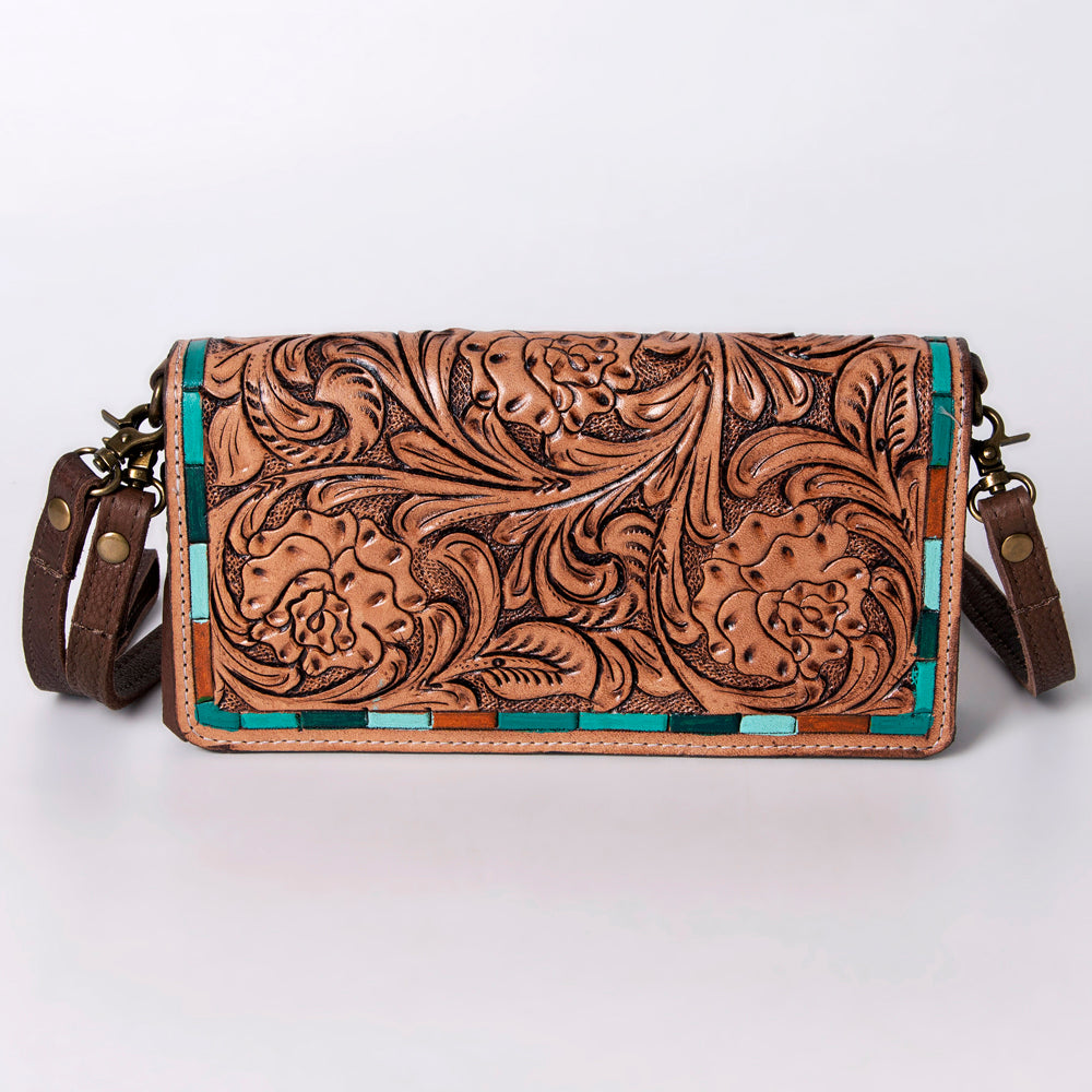 American Darling Organiser Hair-On Hand Tooled Genuine Leather Women Bag Western Handbag Purse