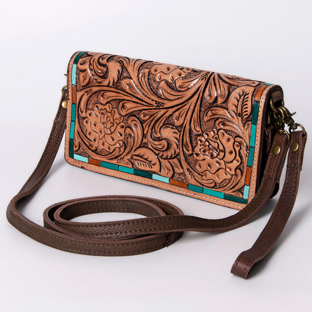 American Darling Organiser Hair-On Hand Tooled Genuine Leather Women Bag Western Handbag Purse
