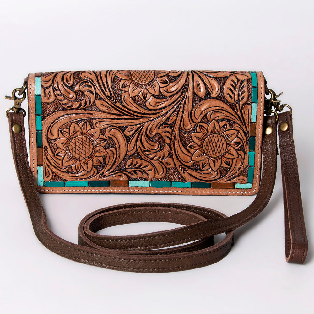 American Darling Organiser Hair-On Hand Tooled Genuine Leather Women Bag Western Handbag Purse