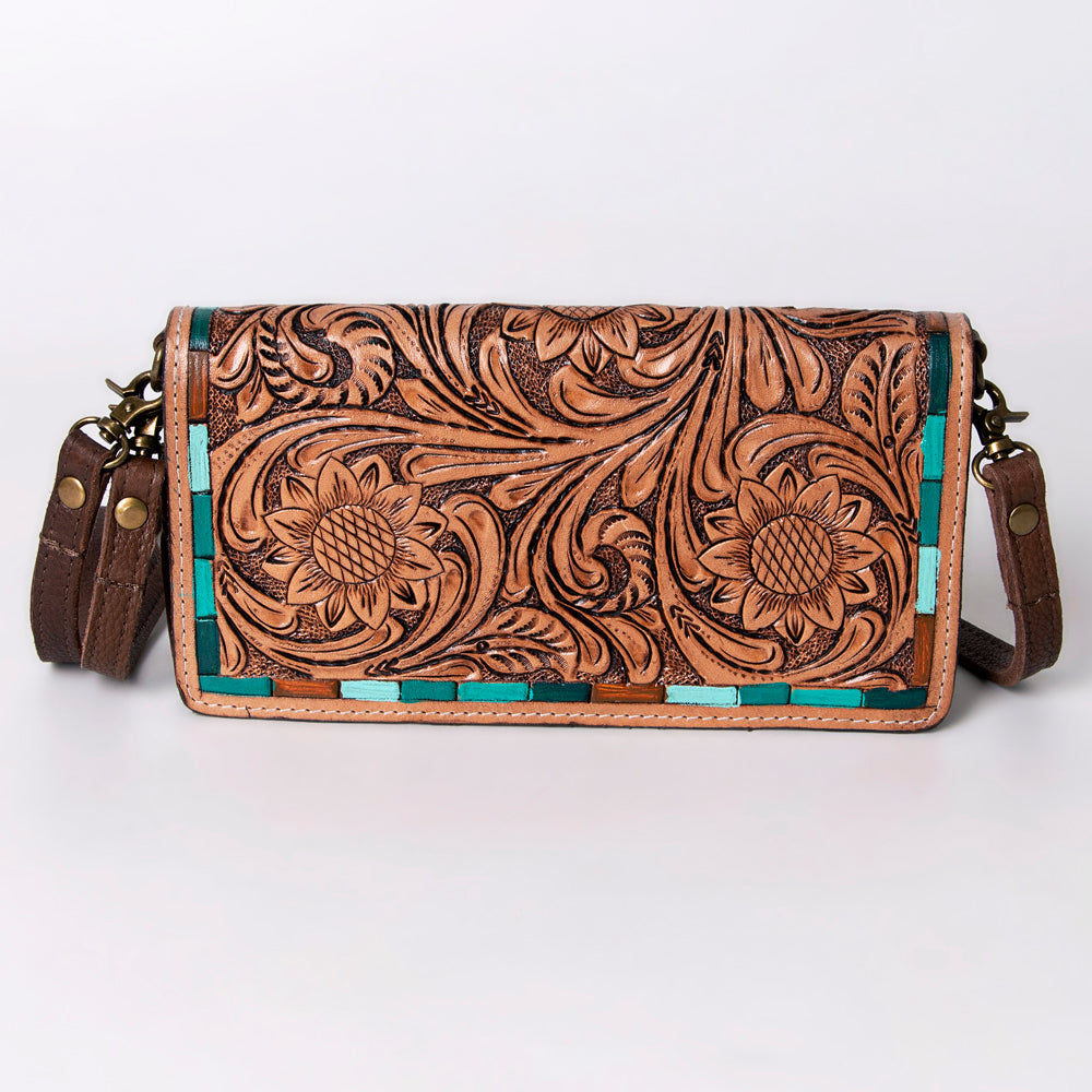 American Darling Organiser Hair-On Hand Tooled Genuine Leather Women Bag Western Handbag Purse