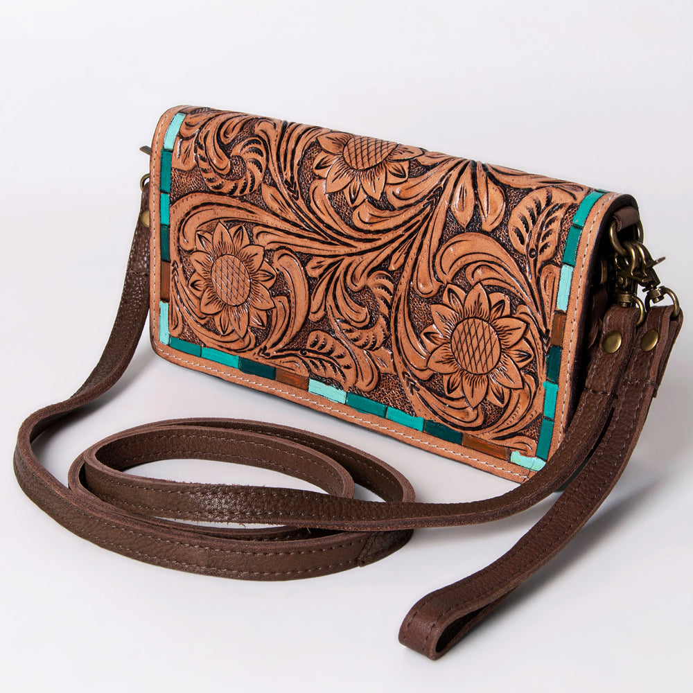 American Darling Organiser Hair-On Hand Tooled Genuine Leather Women Bag Western Handbag Purse