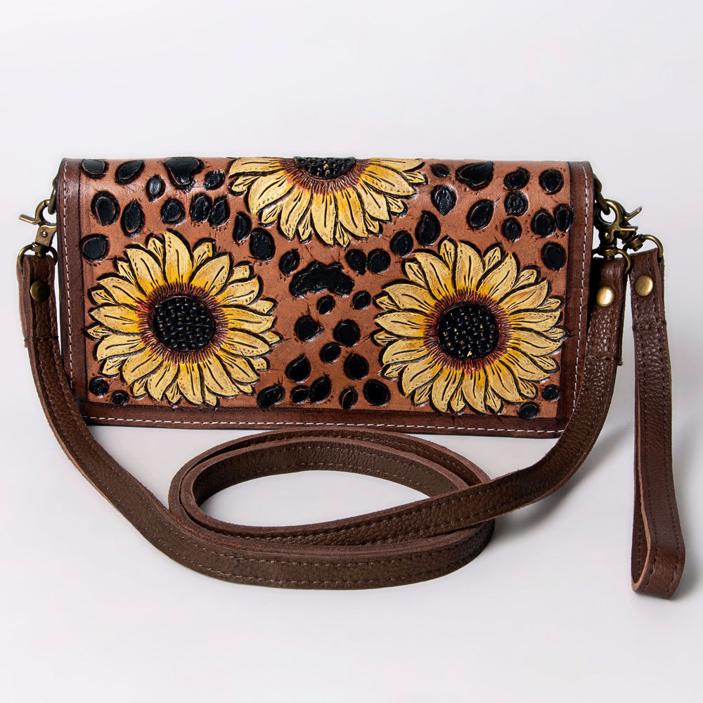 American Darling Organiser Hair-On Hand Tooled Genuine Leather Women Bag Western Handbag Purse