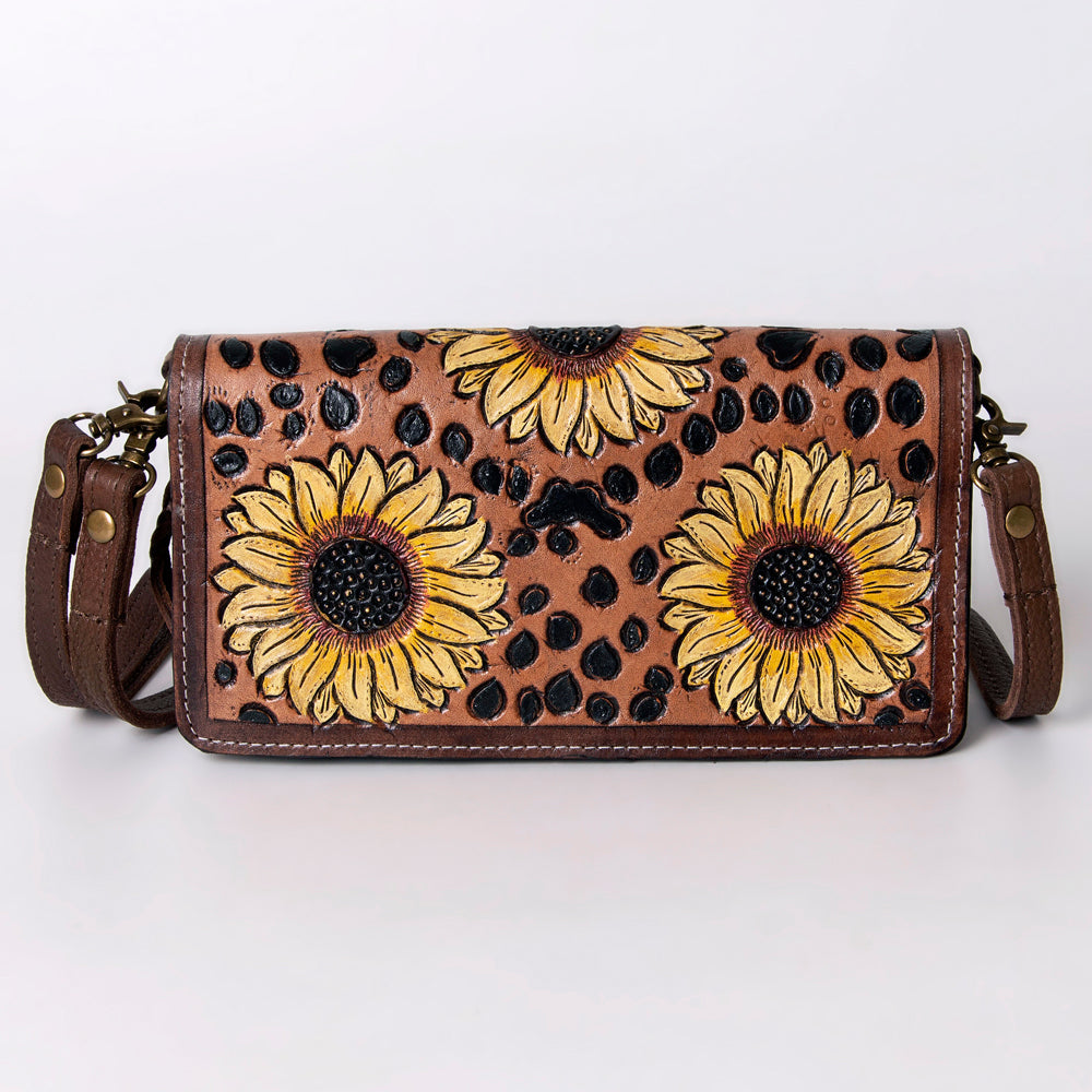American Darling Organiser Hair-On Hand Tooled Genuine Leather Women Bag Western Handbag Purse