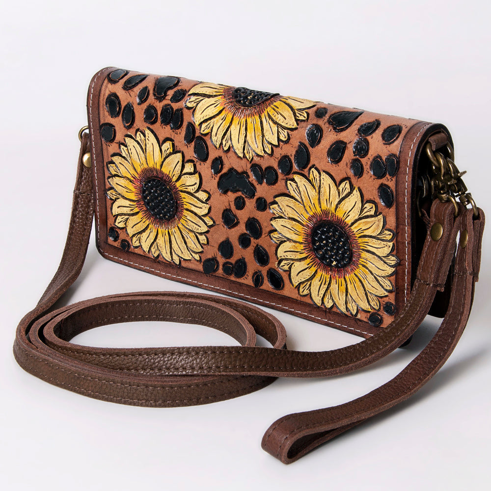 American Darling Organiser Hair-On Hand Tooled Genuine Leather Women Bag Western Handbag Purse