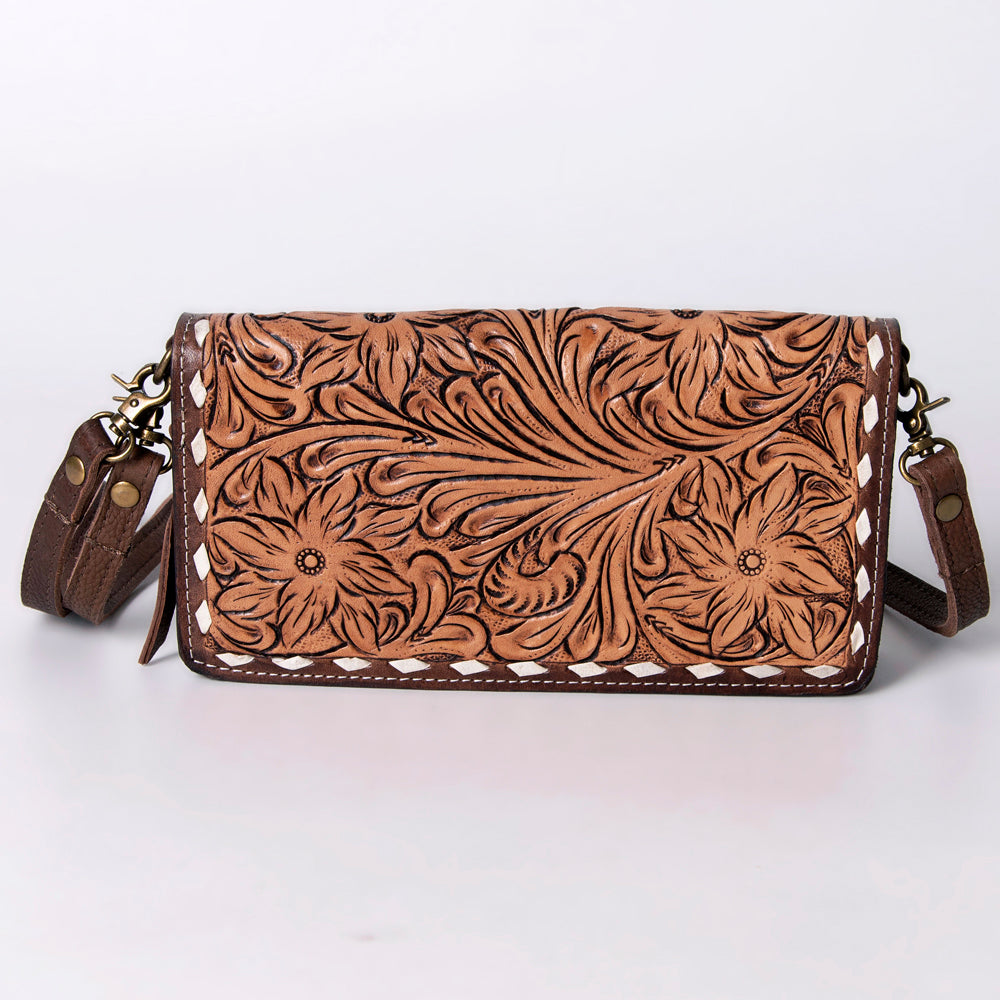 American Darling Organiser Hair-On Hand Tooled Genuine Leather Women Bag Western Handbag Purse