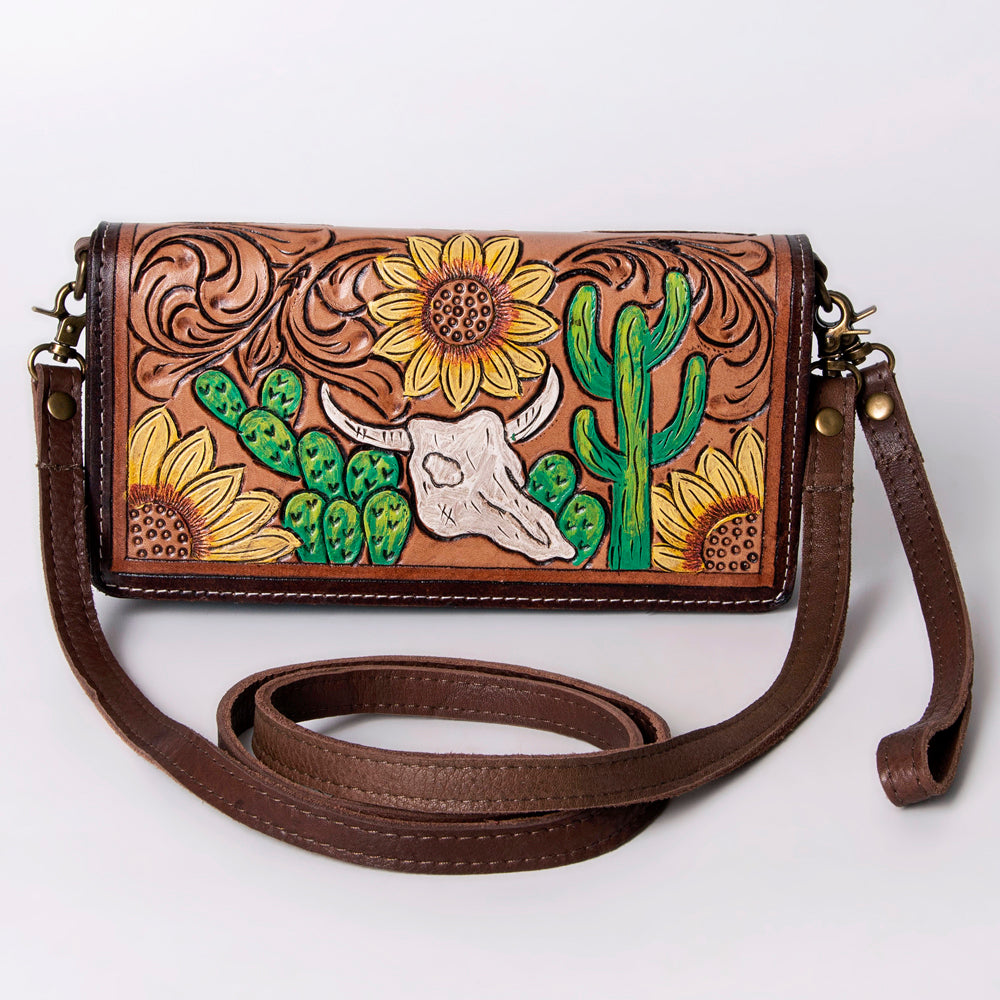 American Darling Organiser Hair-On Hand Tooled Genuine Leather Women Bag Western Handbag Purse