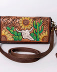 American Darling Organiser Hair-On Hand Tooled Genuine Leather Women Bag Western Handbag Purse