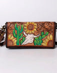 American Darling Organiser Hair-On Hand Tooled Genuine Leather Women Bag Western Handbag Purse