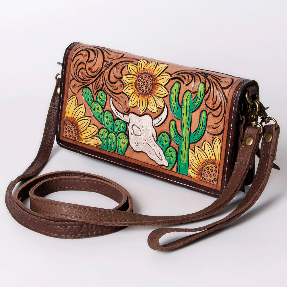 American Darling Organiser Hair-On Hand Tooled Genuine Leather Women Bag Western Handbag Purse