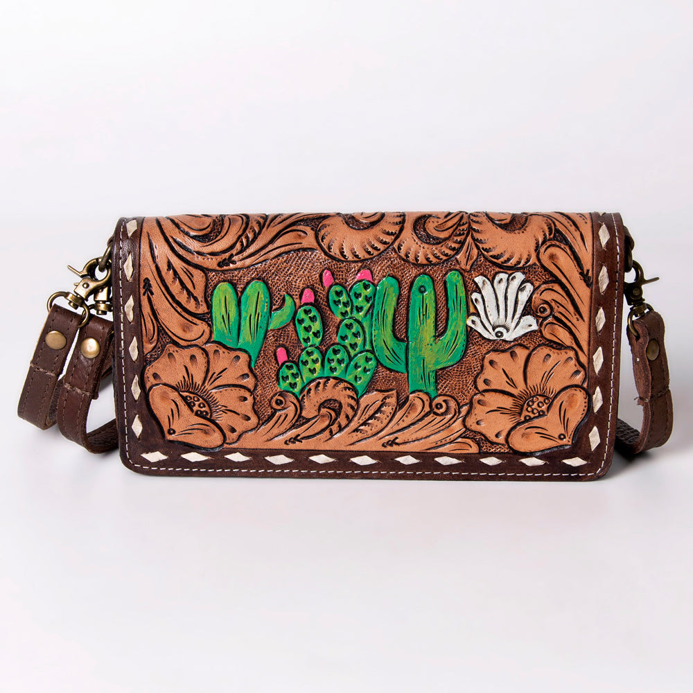 American Darling Organiser Hair-On Hand Tooled Genuine Leather Women Bag Western Handbag Purse
