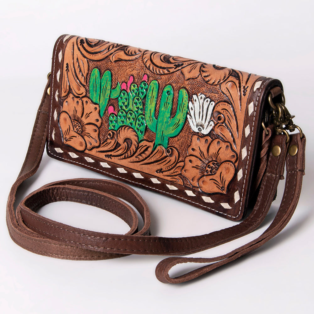 American Darling Organiser Hair-On Hand Tooled Genuine Leather Women Bag Western Handbag Purse