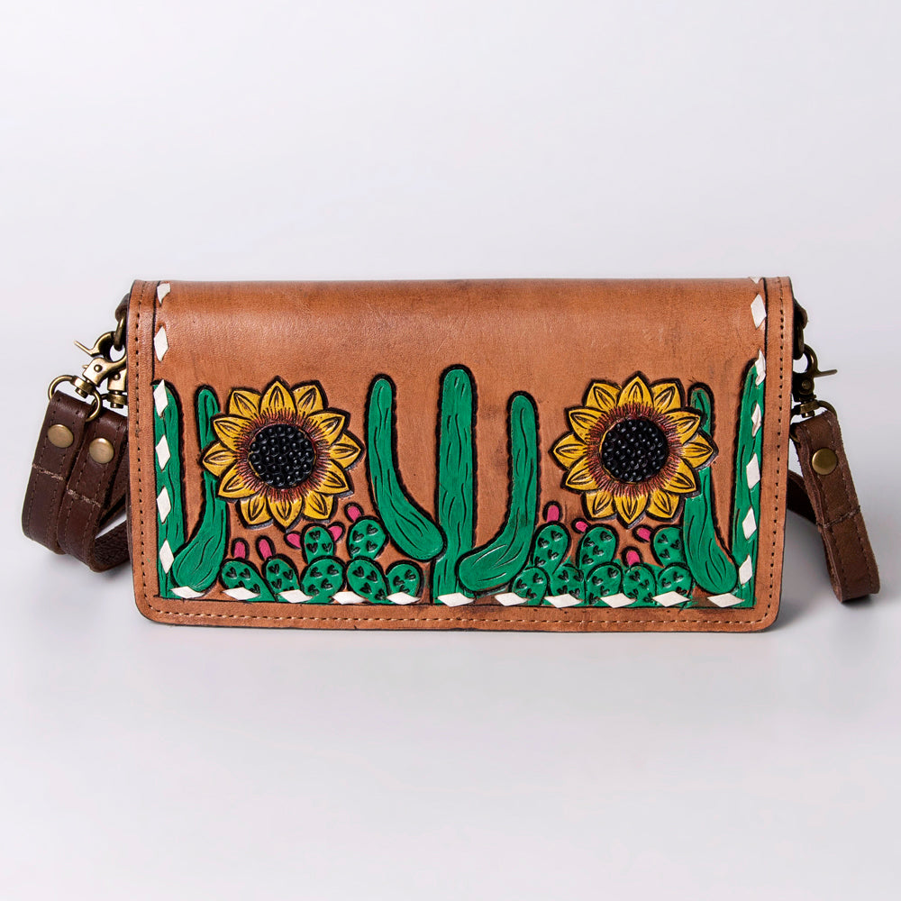 American Darling Organiser Hair-On Hand Tooled Genuine Leather Women Bag Western Handbag Purse