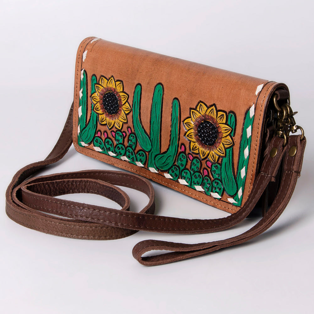 American Darling Organiser Hair-On Hand Tooled Genuine Leather Women Bag Western Handbag Purse