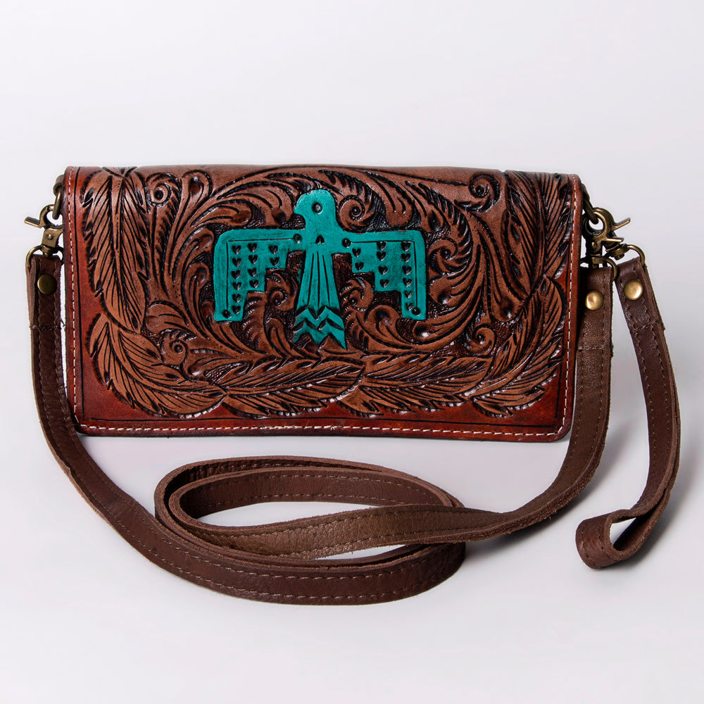 American Darling Organiser Hair-On Hand Tooled Genuine Leather Women Bag Western Handbag Purse