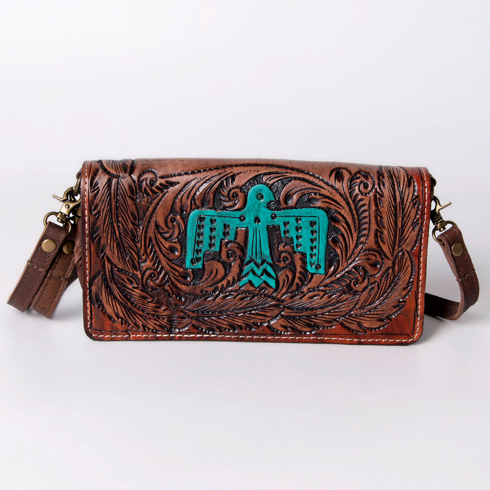 American Darling Organiser Hair-On Hand Tooled Genuine Leather Women Bag Western Handbag Purse