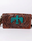 American Darling Organiser Hair-On Hand Tooled Genuine Leather Women Bag Western Handbag Purse