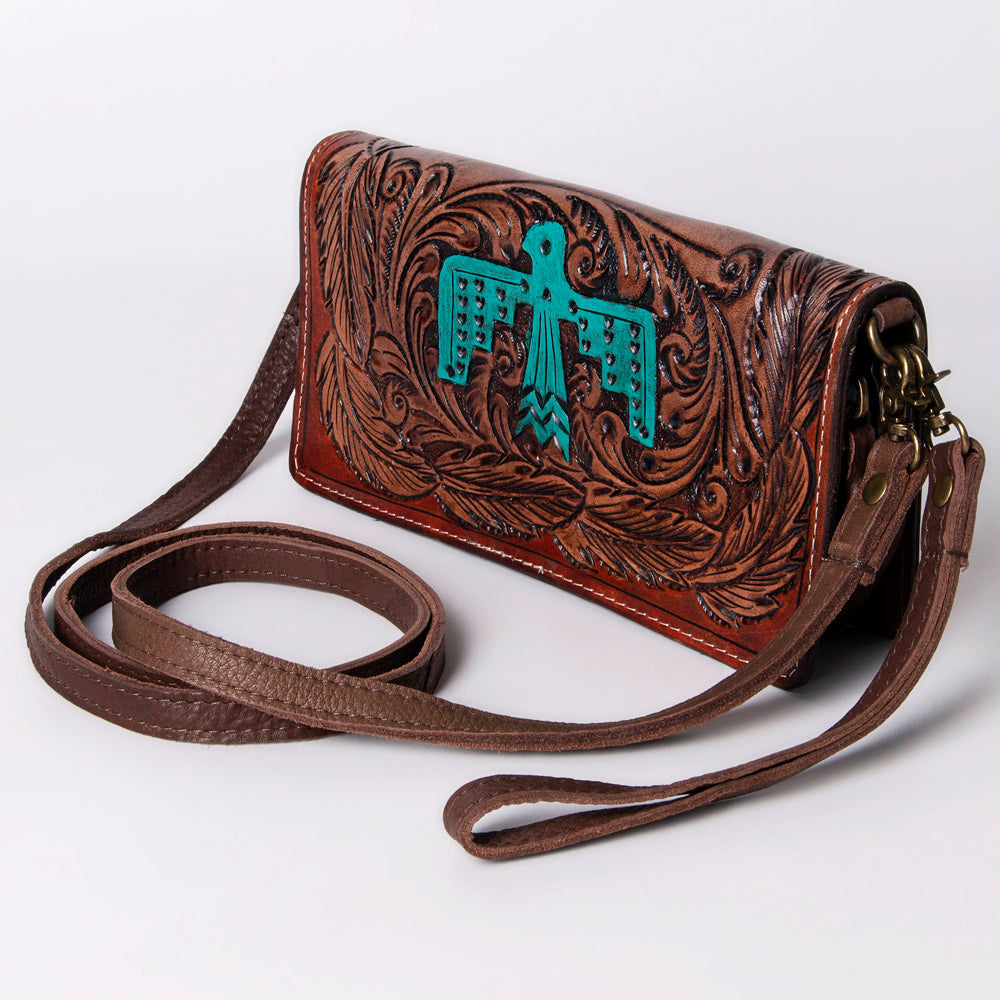 American Darling Organiser Hair-On Hand Tooled Genuine Leather Women Bag Western Handbag Purse