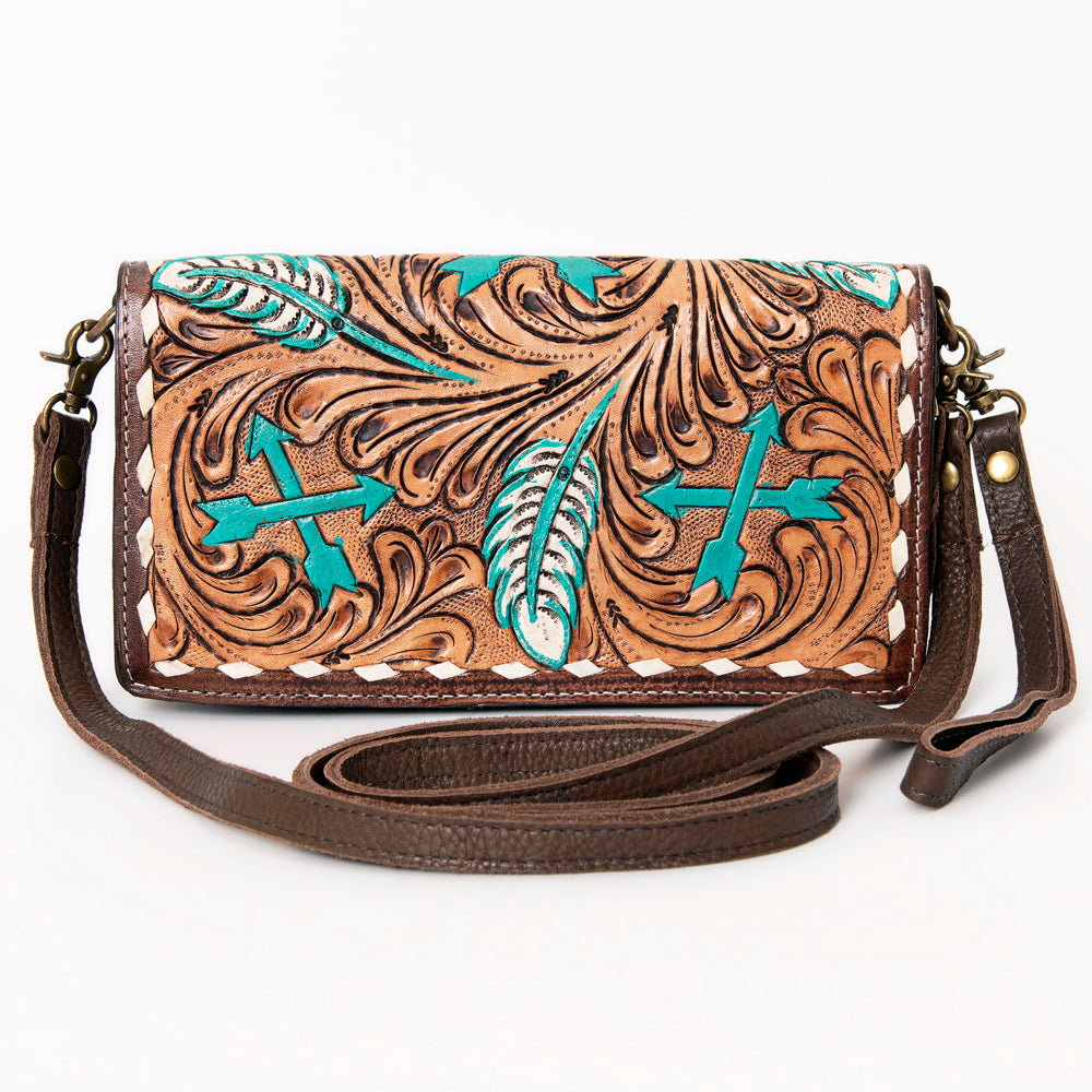 American Darling Organiser Hair-On Hand Tooled Genuine Leather Women Bag Western Handbag Purse