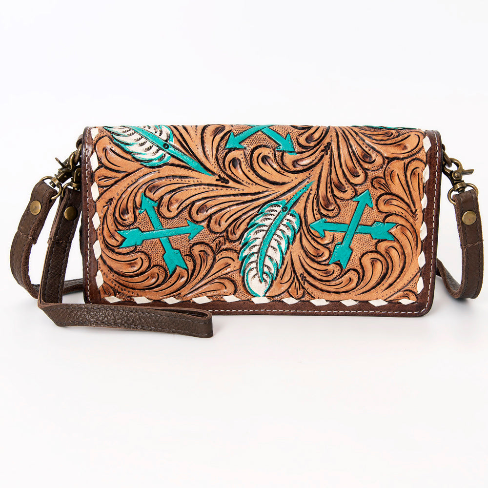 American Darling Organiser Hair-On Hand Tooled Genuine Leather Women Bag Western Handbag Purse