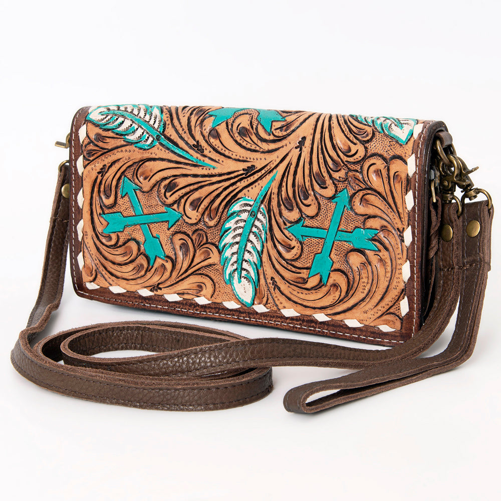 American Darling Organiser Hair-On Hand Tooled Genuine Leather Women Bag Western Handbag Purse