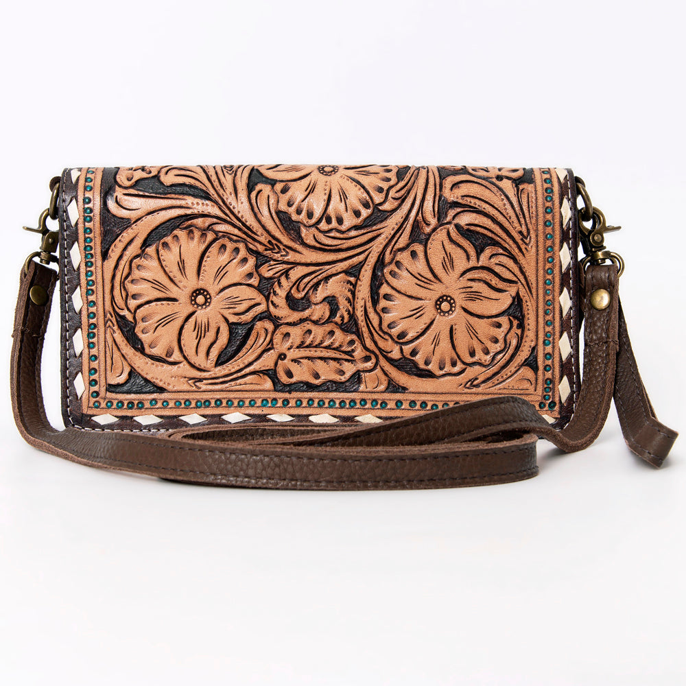 American Darling Organiser Hair-On Hand Tooled Genuine Leather Women Bag Western Handbag Purse