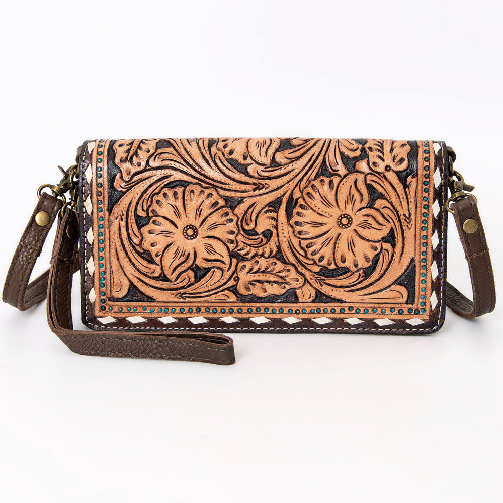 American Darling Organiser Hair-On Hand Tooled Genuine Leather Women Bag Western Handbag Purse