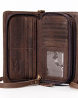 American Darling Organiser Hair-On Hand Tooled Genuine Leather Women Bag Western Handbag Purse