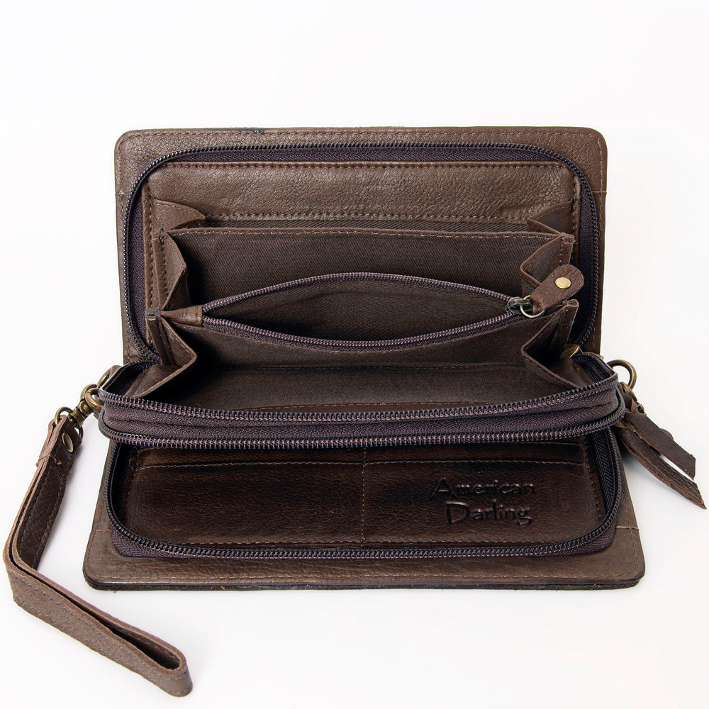 American Darling Organiser Hair-On Hand Tooled Genuine Leather Women Bag Western Handbag Purse