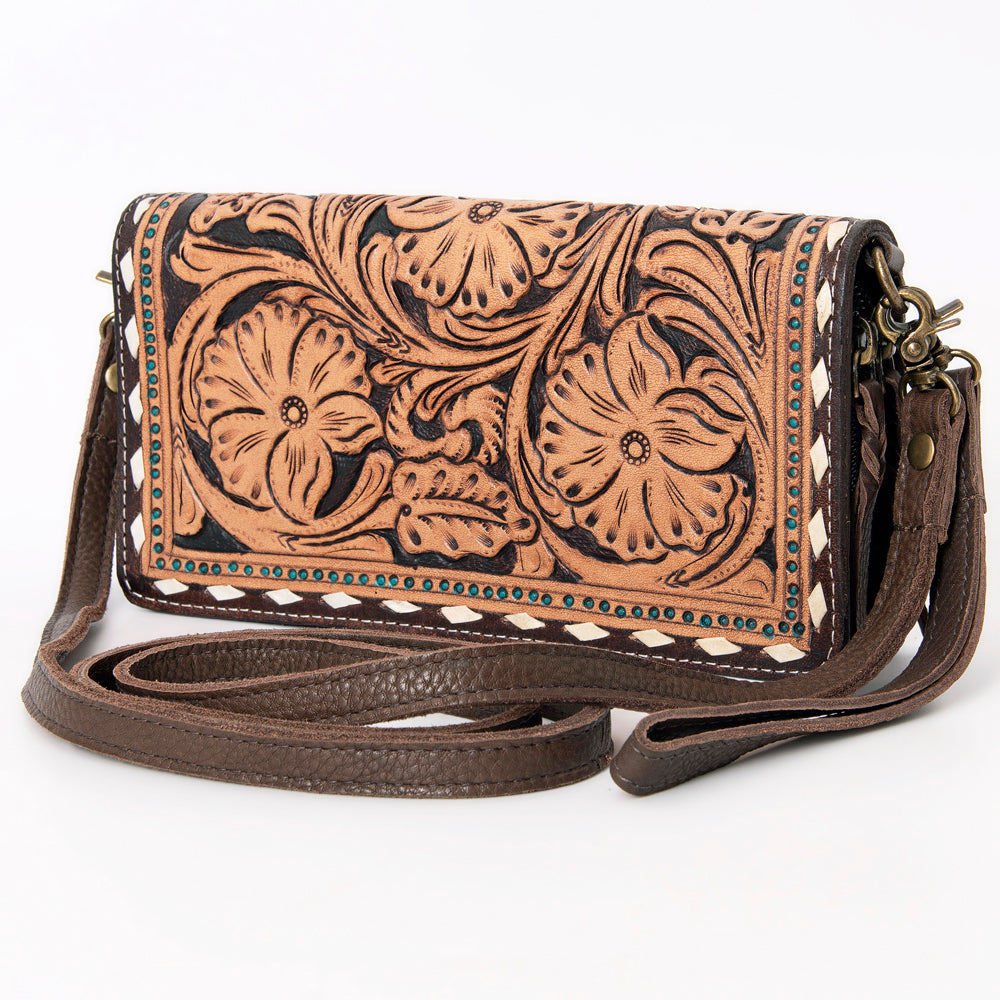 American Darling Organiser Hair-On Hand Tooled Genuine Leather Women Bag Western Handbag Purse