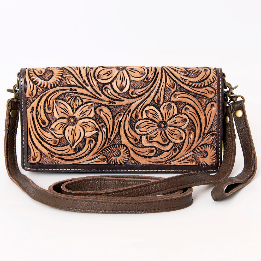 American Darling Organiser Hair-On Hand Tooled Genuine Leather Women Bag Western Handbag Purse