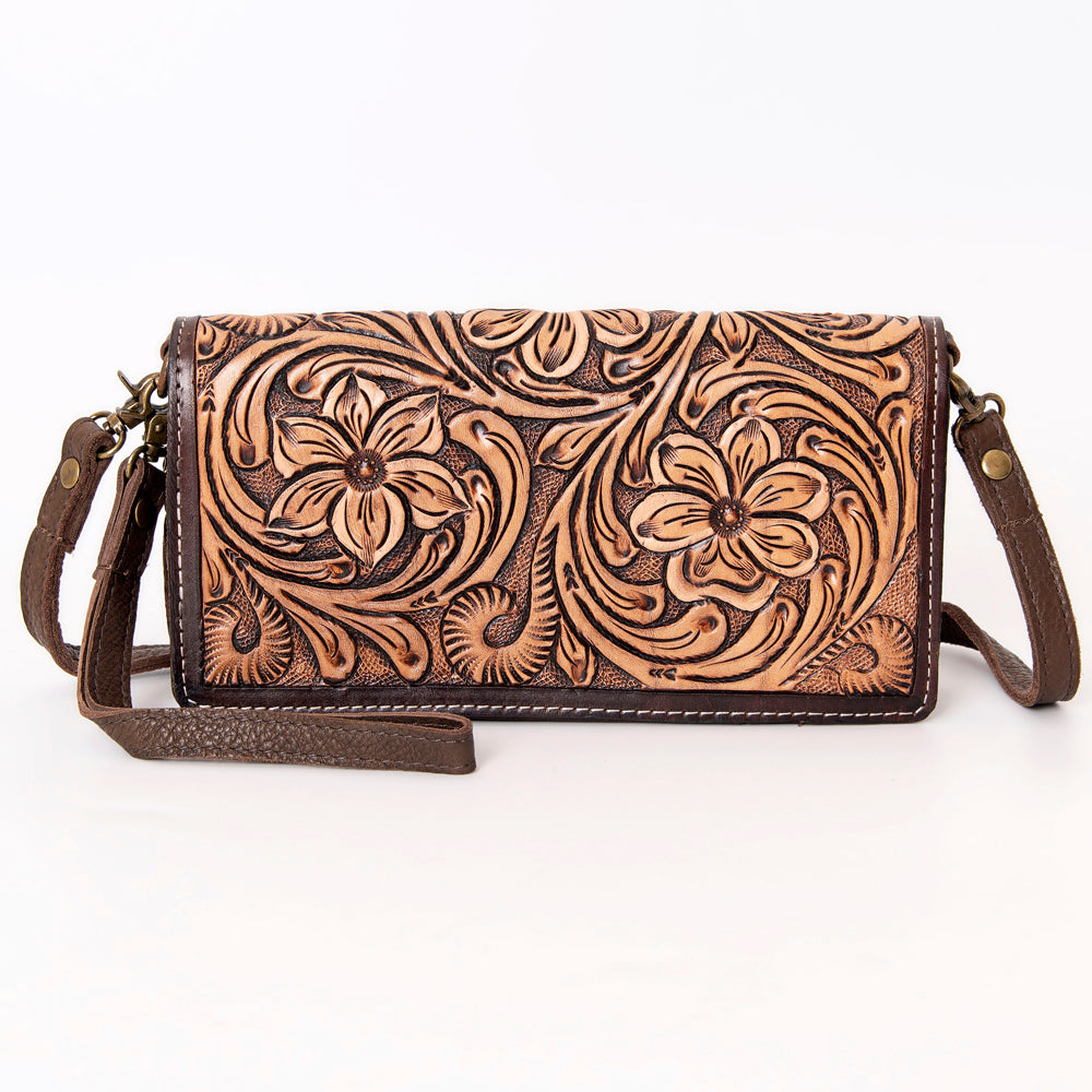 American Darling Organiser Hair-On Hand Tooled Genuine Leather Women Bag Western Handbag Purse
