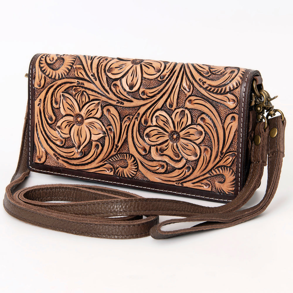 American Darling Organiser Hair-On Hand Tooled Genuine Leather Women Bag Western Handbag Purse