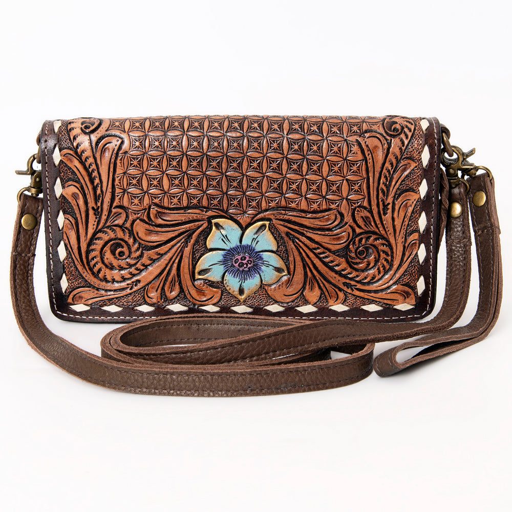 American Darling Organiser Hair-On Hand Tooled Genuine Leather Women Bag Western Handbag Purse