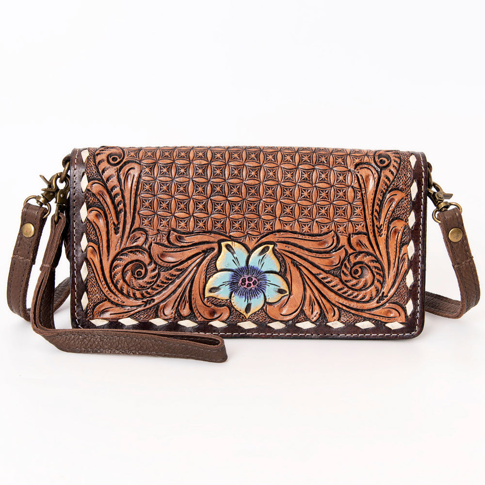American Darling Organiser Hair-On Hand Tooled Genuine Leather Women Bag Western Handbag Purse