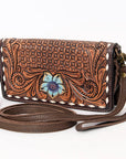 American Darling Organiser Hair-On Hand Tooled Genuine Leather Women Bag Western Handbag Purse