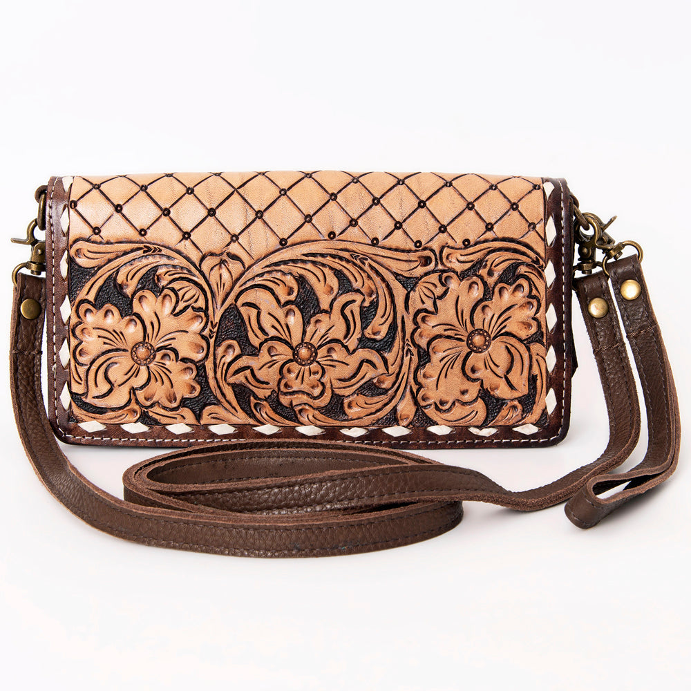 American Darling Organiser Hair-On Hand Tooled Genuine Leather Women Bag Western Handbag Purse