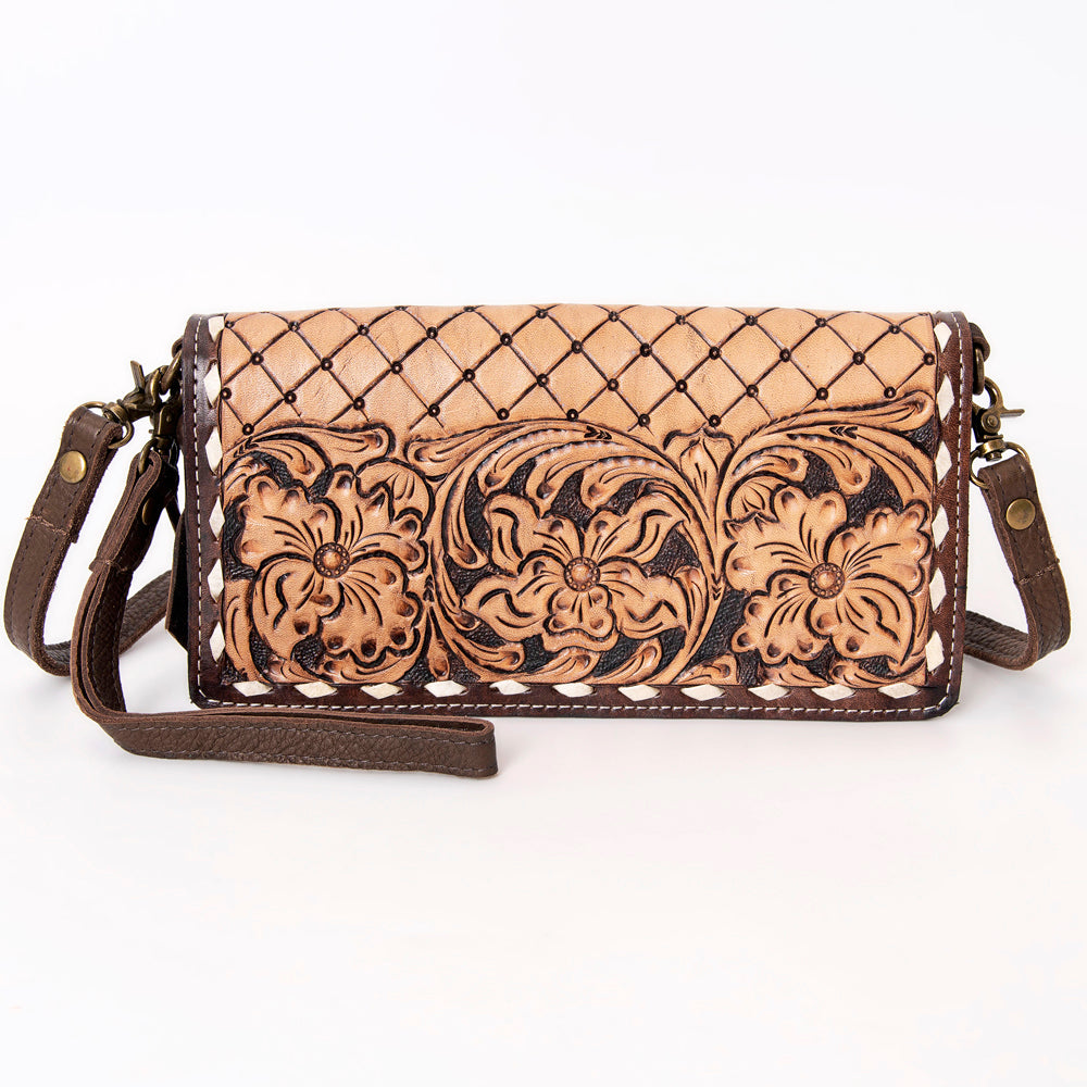 American Darling Organiser Hair-On Hand Tooled Genuine Leather Women Bag Western Handbag Purse