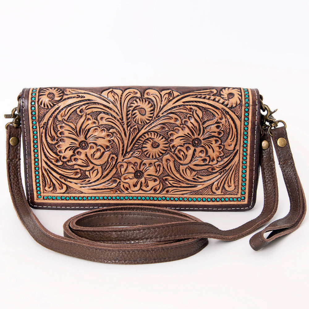 American Darling Organiser Hair-On Hand Tooled Genuine Leather Women Bag Western Handbag Purse