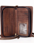 American Darling Organiser Hair-On Hand Tooled Genuine Leather Women Bag Western Handbag Purse