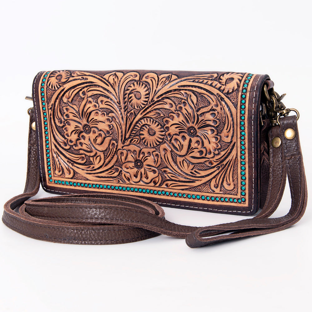 American Darling Organiser Hair-On Hand Tooled Genuine Leather Women Bag Western Handbag Purse