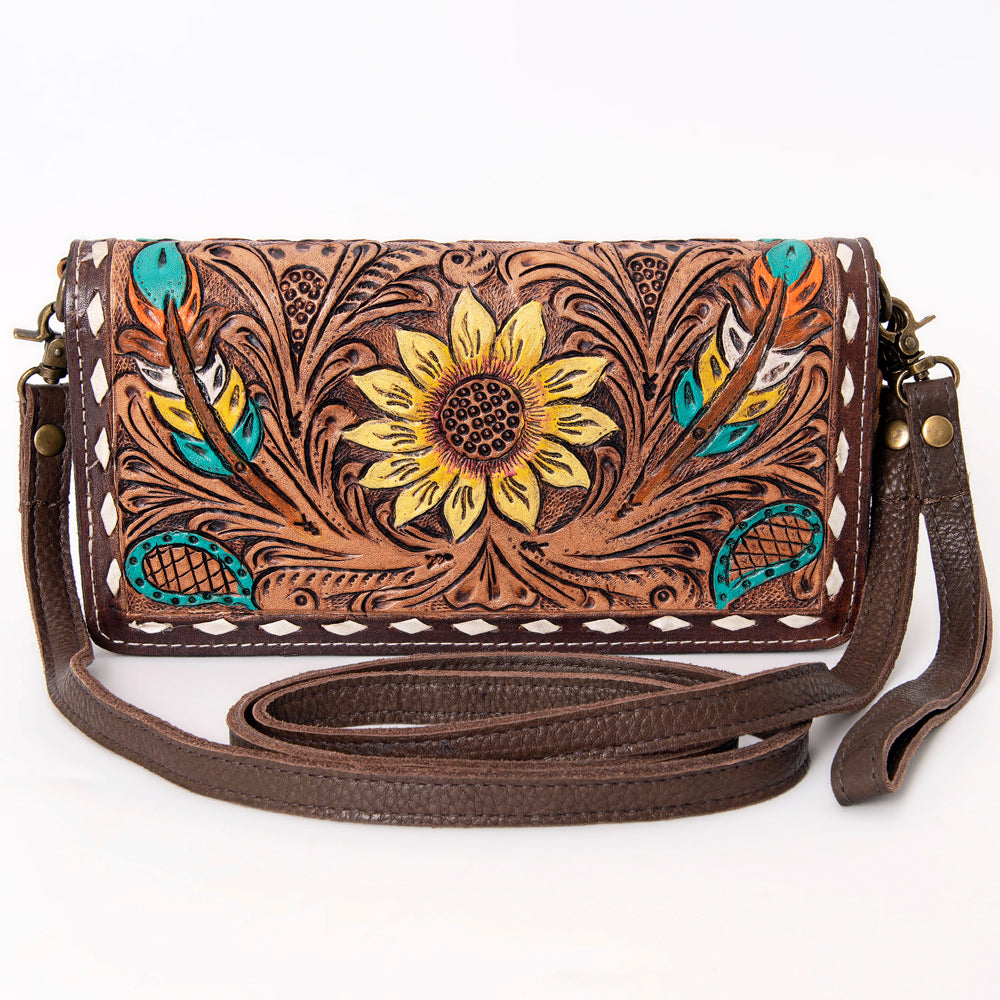 American Darling Organiser Hair-On Hand Tooled Genuine Leather Women Bag Western Handbag Purse
