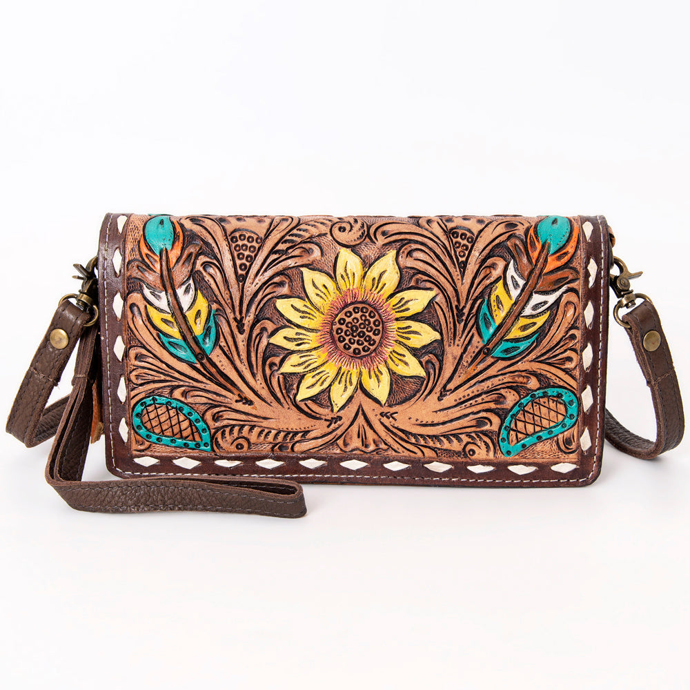 American Darling Organiser Hair-On Hand Tooled Genuine Leather Women Bag Western Handbag Purse