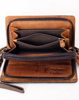 American Darling Organiser Hair-On Hand Tooled Genuine Leather Women Bag Western Handbag Purse
