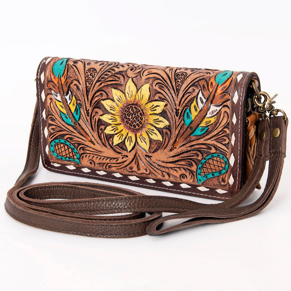 American Darling Organiser Hair-On Hand Tooled Genuine Leather Women Bag Western Handbag Purse