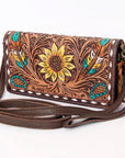 American Darling Organiser Hair-On Hand Tooled Genuine Leather Women Bag Western Handbag Purse