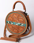 American Darling ADBG1025A Canteen Hand Tooled Genuine Leather women bag western handbag purse
