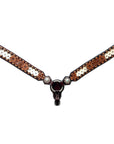Bar H Equine Horse Genuine Leather Floral Design Breast Collar ,Headstall Brown