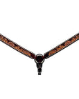 Bar H Equine Horse Genuine Leather Floral Design With Buckstitch Breast Collar ,Headstall Brown